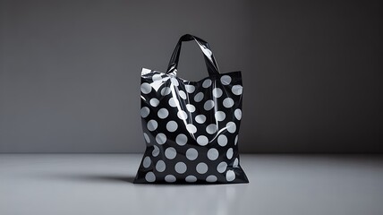 Crumpled polka dot plastic bag studio lighting reflective minimalist