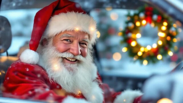 Santas Joyride - Delivering Christmas Cheer with a Festive Wreath.