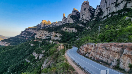 Monserrat, Barcelona - Road in the mountains of Barcelona leading to the monastery of Monserrat