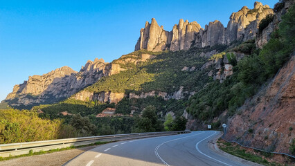 Monserrat, Barcelona - Road in the mountains of Barcelona leading to the monastery of Monserrat