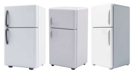 White Refrigerators – Top Freezer and Bottom Fridge Compartments for Digital Models, Appliance Catalogs, and Kitchen Design