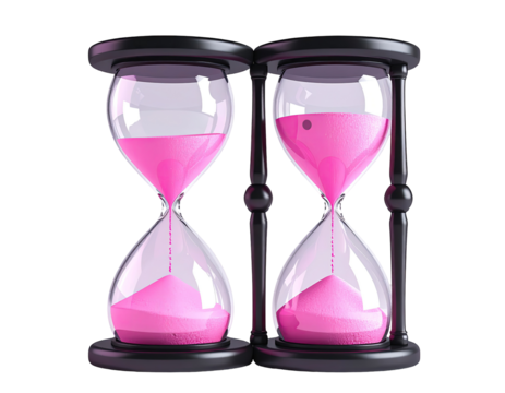 Pink hourglass on black stand