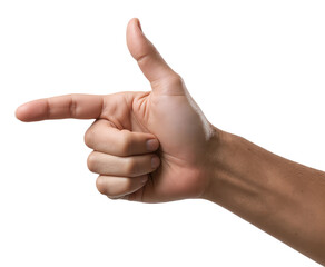 Hand Gesture – Index Finger Pointing on White Background for Communication, Directional Cues, and Instructional Content