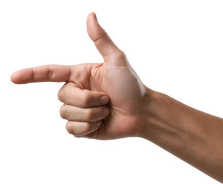 Hand Gesture – Index Finger Pointing on White Background for Communication, Directional Cues, and Instructional Content