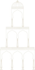 Monoline Indian Traditional Gazebo Design Element
