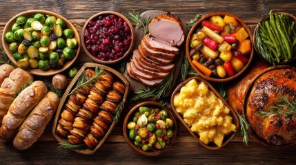 Thanksgiving gathering features a variety of delicious foods and desserts for a joyful celebration