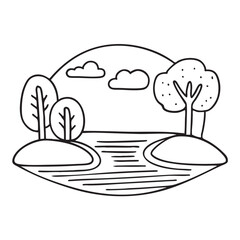 Fototapeta premium Woods close to a stream reflecting the sky