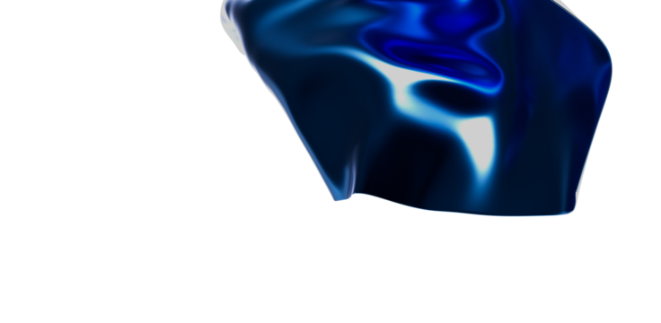 Abstract composition featuring a flowing blue form with gradient effect on a white background. Evokes feelings of movement and elegance.
