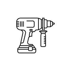 Electric Drill Icon – Power Tool Outline for Construction and Repair