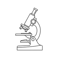 Microscope Icon &ndash; Minimal Line Art Vector Illustration for Science, Laboratory, and Medical Research Design