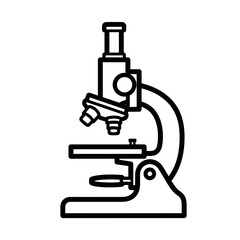 Microscope Icon – Minimal Line Art Vector Illustration for Science, Laboratory, and Medical Research Design
