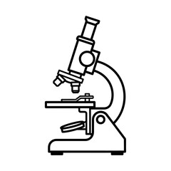 Microscope Icon – Minimal Line Art Vector Illustration for Science, Laboratory, and Medical Research Design