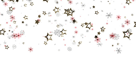 A beautiful design of stars and snowflakes on a clean white background. Perfect for holiday greetings, winter themes, and festive decorations. T