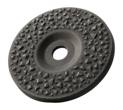 Silicon carbide grinding disc for leveling concrete surfaces at construction sites.