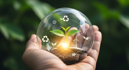 Nurturing nature protecting planet earth ecology sustainability growth concept