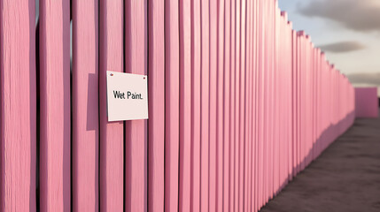 Obraz premium Freshly painted pink fence with 