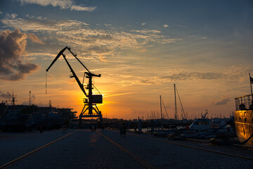 Sunset Silhouette at Port of Flight, Tallinn, Estonia