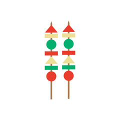 Two Skewers With Colorful Geometric Food Shapes In Red Green Yellow White And Brown On A Transparent Background Minimalist Flat Design