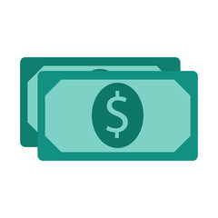 Two Teal Green Dollar Bills Side By Side With A Dollar Sign In A Circle In The Middle Isolated On A Transparent Background