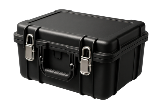 Durable case with built-in padlock hasps for securing tools on job sites.