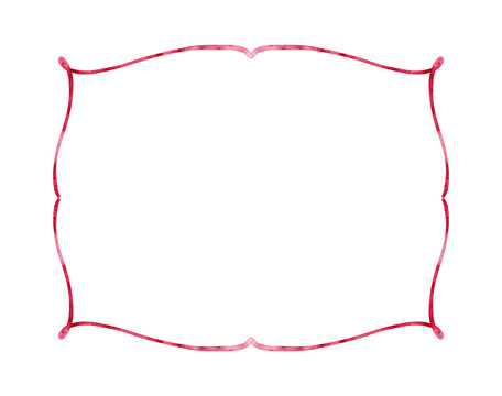 Minimalist red frame with squiggle.