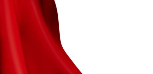 Elegant red fabric texture isolated on white. Perfect for backgrounds, banners, and creative designs. Captures feelings of passion, romance and