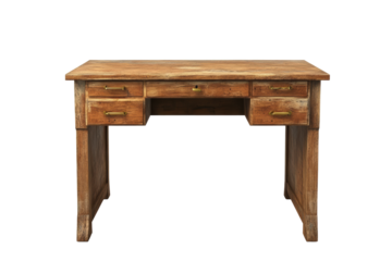 Rustic Wooden Desk with Multiple Drawers for Office
