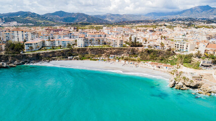 Nerja, Spain - Aerial view of Caletilla beach