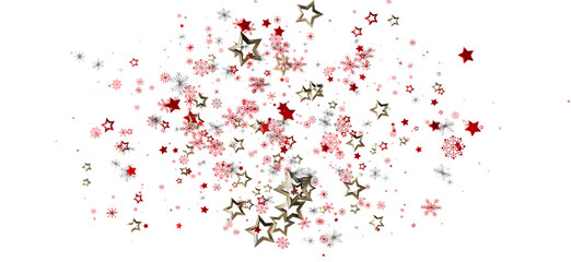 Christmas holiday themed design with star and snowflake confetti on a white background. Perfect for festive designs, seasonal greetings and holi © vegefox.com