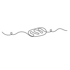 Obraz premium Long loaf bread icon continuous one line drawing outline vector illustration