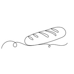 Long loaf bread icon  continuous one line drawing  outline vector illustration