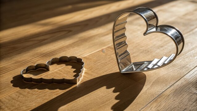 Creative Cookie Cutter Casting with Shadows on Wooden Surface - Powered by Adobe