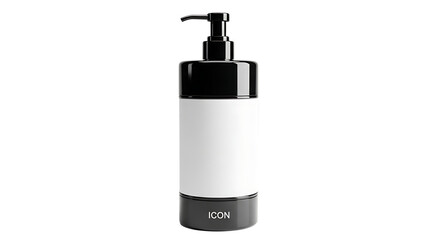 Black and white cosmetic bottle with pump for lotion or soap
