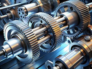 Closeup of intricate gear system
