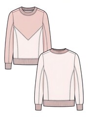 Simple Pastel Sweater Front and Back View Vector Design V2
