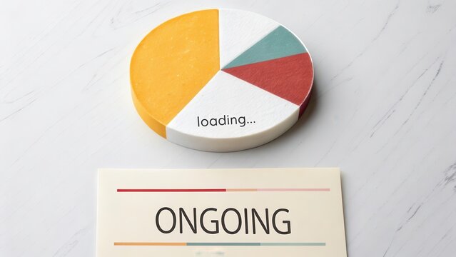 Top View of Shaded Pie Chart with Loading Text for Data Visualization