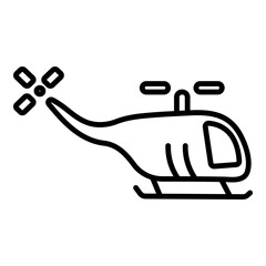 Minimalist, detailed stroke rendering representing a helicopter in motion. Outline design, suitable for lightweight travel interfaces and elegant logistics tracking applications. Simple geometric shap