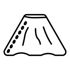 intricate, simple stroke drawing representing a flared or pleated skirt with contour lines. Outline design, suitable for lightweight e-commerce interfaces and elegant fashion media. Simple geometric s