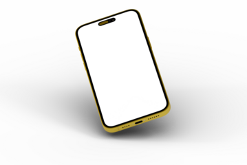 High-quality photo of a yellow smartphone with a blank screen, perfect for app presentations or website mockups.