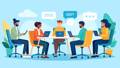 Hybrid Work Team Meeting Collaborative Workspace & Communication for Success