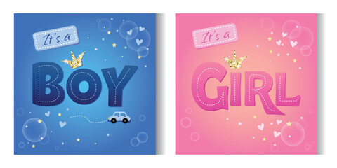 Gender reveal party background. Boy or girl reveal party. gender party. Baby's gender reveal party celebration. Vector Illustration design for Poster, Banner, Invitation Card. blue and pink color.