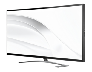 Curved Display Screen Side Angle Showing Depth, isolated on transparent background