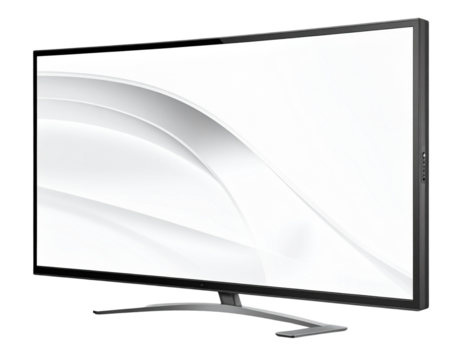 Curved Display Screen Side Angle Showing Depth, isolated on transparent background
