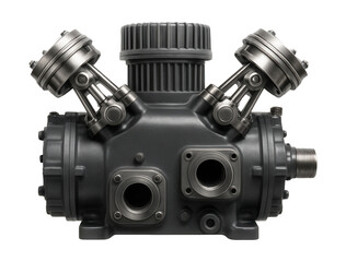 Dual-stage horizontal piston compressor for large-scale refrigeration systems.