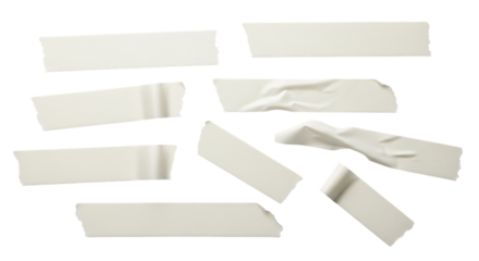 Collection of adhesive tape strips different shapes on black background