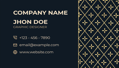 Modern Classic Gold Business Card Design.  Professional Dark Creative and Elegant Business Card Template
