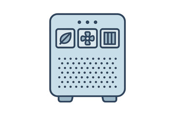 Control panel for compact air purifier with mode icons