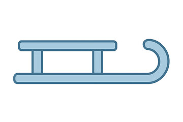 Minimalist blue sled icon for winter sports and snow recreation activities