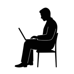 Man working on laptop while sitting on chair indoors - Concept of International Men's Day  