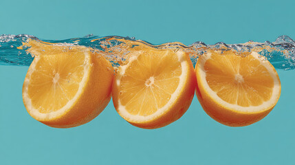 Vibrant Orange Slices Submerged in Refreshing Water
